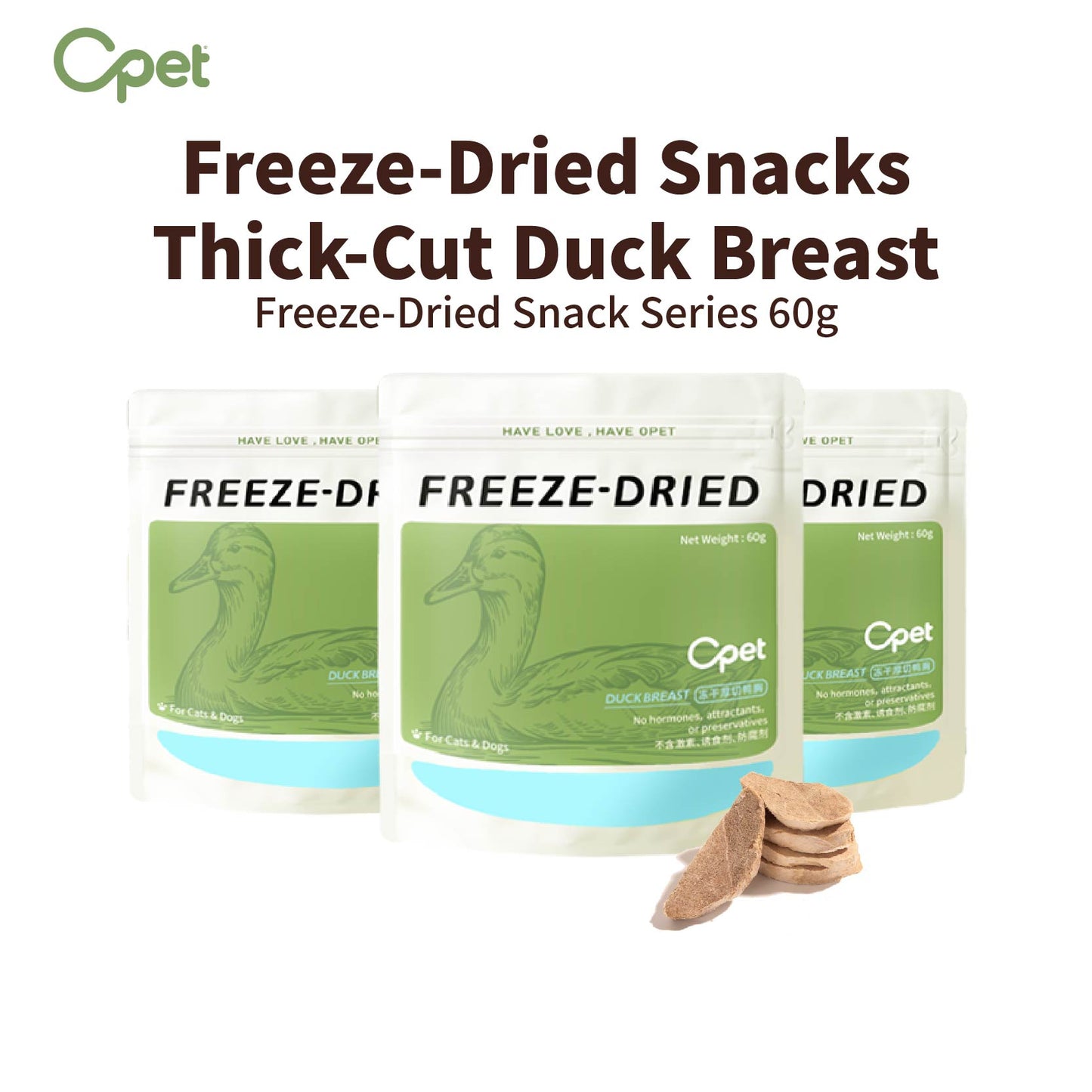 Freeze-Dried|Thick-Cut Duck Breast(60g/pack)